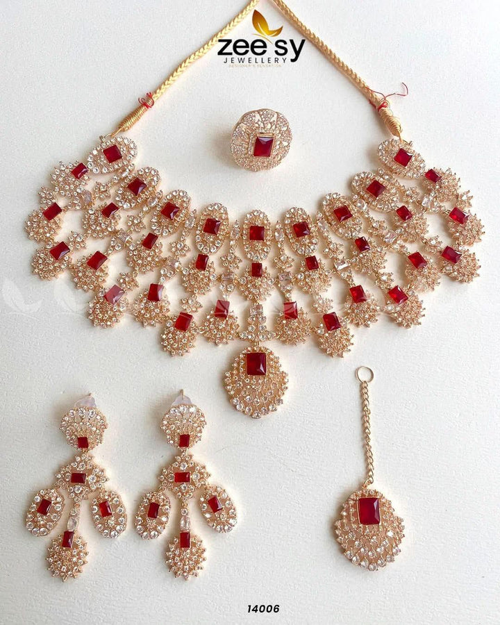 Kiara Advani Bridal Set Golden Red Bridal Set - Zeesy Jewellery Pakistan | Premium Artificial & Imitation Jewellery