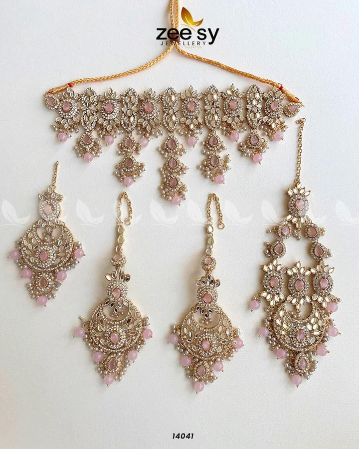 Annie's Bridal Set Pink Bridal Set - Zeesy Jewellery Pakistan | Premium Artificial & Imitation Jewellery