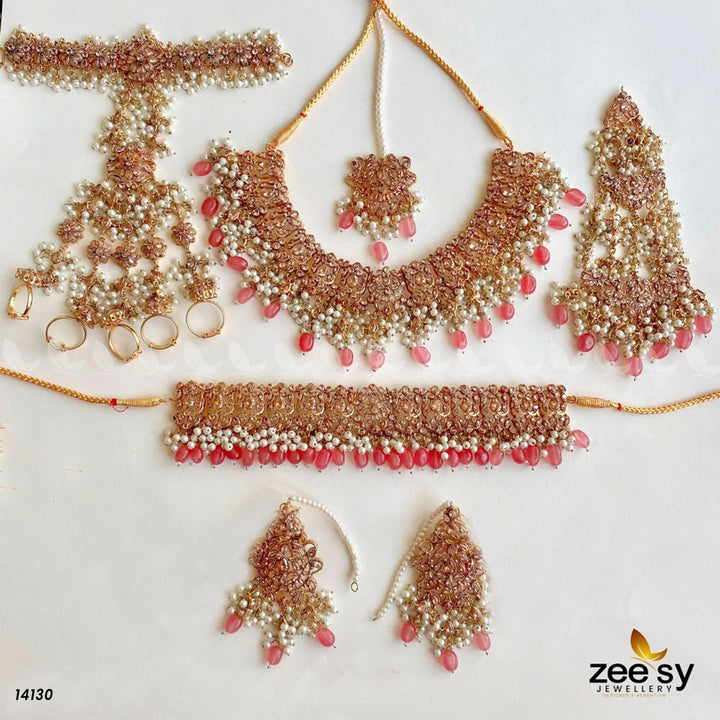 Aria Bridal Set Pink Bridal Set - Zeesy Jewellery Pakistan | Premium Artificial & Imitation Jewellery