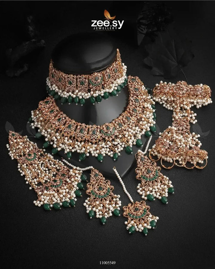 BRIDAL-0233 Green Bridal Set - Zeesy Jewellery Pakistan | Premium Artificial & Imitation Jewellery