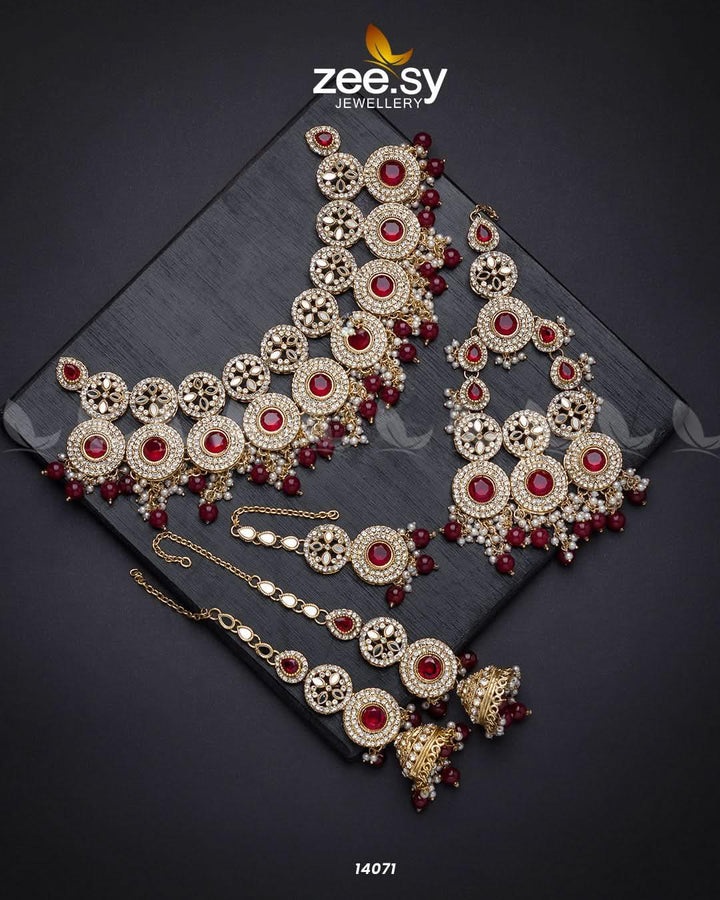 Elegance Bridal Set Red Bridal Set - Zeesy Jewellery Pakistan | Premium Artificial & Imitation Jewellery