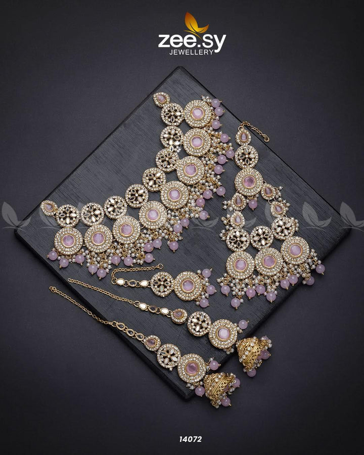Elegance Bridal Set Pink Bridal Set - Zeesy Jewellery Pakistan | Premium Artificial & Imitation Jewellery