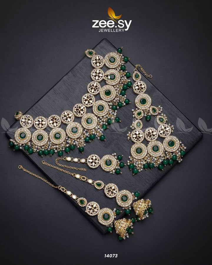 Elegance Bridal Set Green Bridal Set - Zeesy Jewellery Pakistan | Premium Artificial & Imitation Jewellery