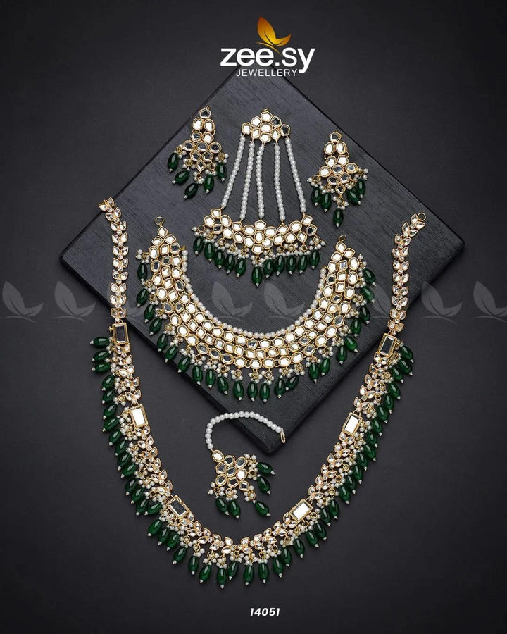 Enigmatic Bridal Set Green Bridal Set - Zeesy Jewellery Pakistan | Premium Artificial & Imitation Jewellery