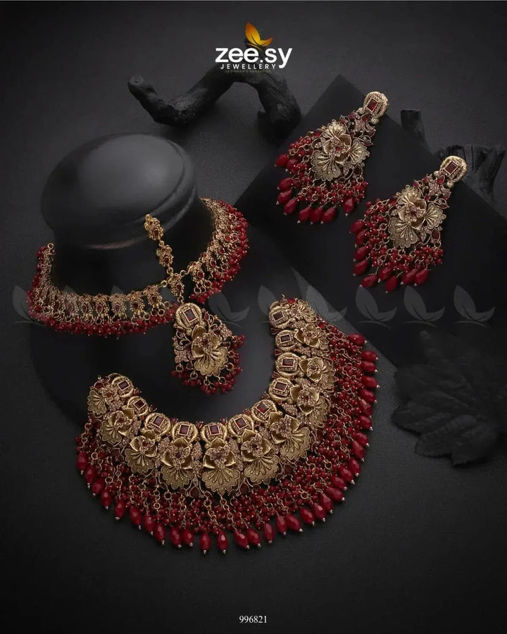 Esra Bridal Set Red Bridal Set - Zeesy Jewellery Pakistan | Premium Artificial & Imitation Jewellery