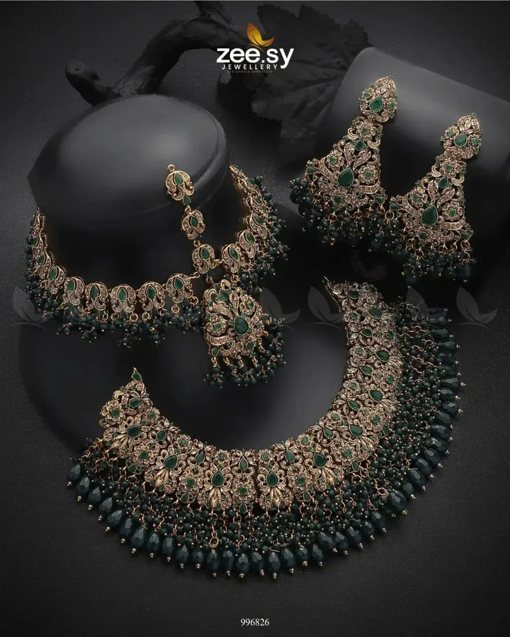 Frithia Bridal Set Green Bridal Set - Zeesy Jewellery Pakistan | Premium Artificial & Imitation Jewellery