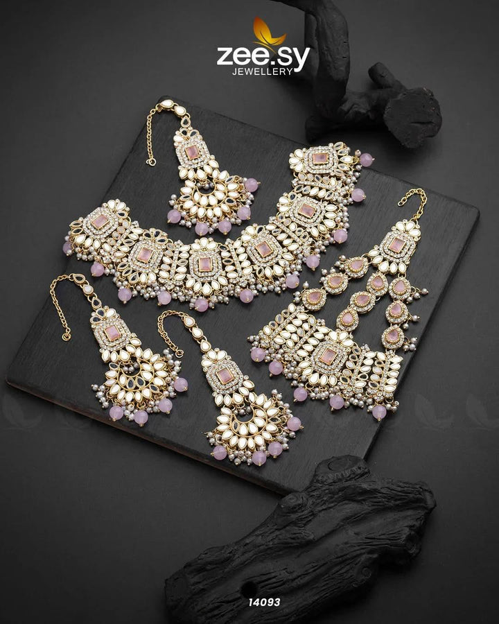 Maryam Bridal Set Mint Pink Bridal Set - Zeesy Jewellery Pakistan | Premium Artificial & Imitation Jewellery