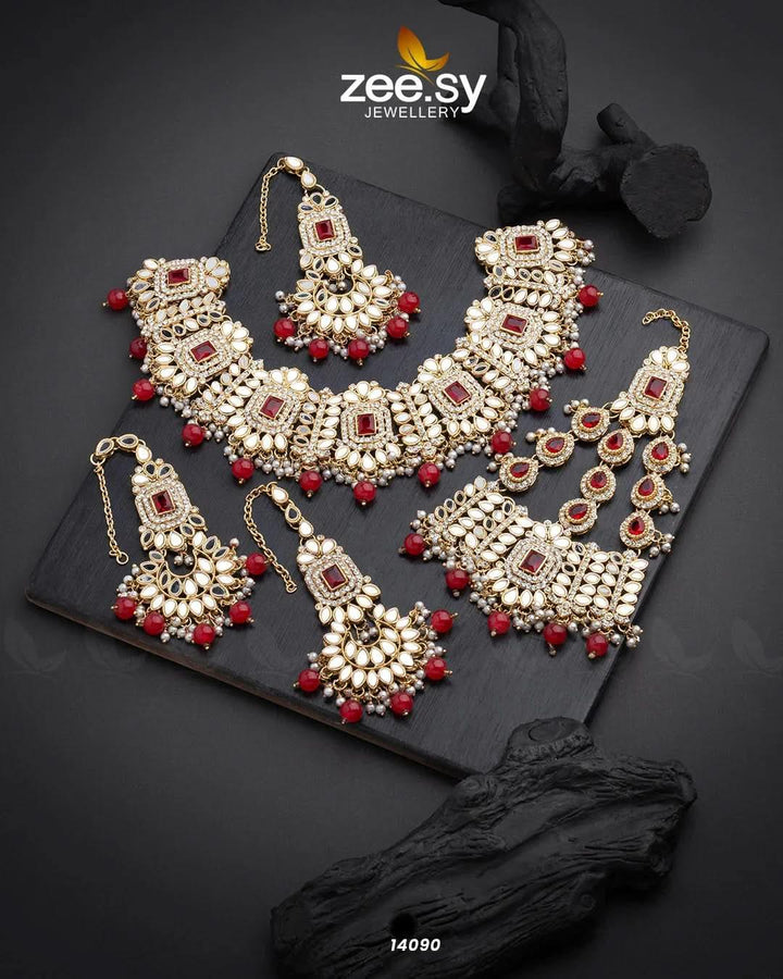 Maryam Bridal Set Red Bridal Set - Zeesy Jewellery Pakistan | Premium Artificial & Imitation Jewellery