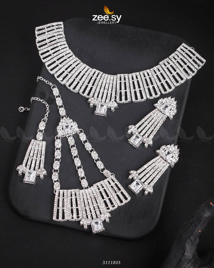 Asma's Bridal Sets Silver White Bridal Set - Zeesy Jewellery Pakistan | Premium Artificial & Imitation Jewellery