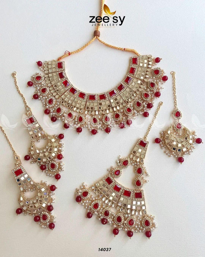 HANIA'S BRIDAL SET Red Bridal Set - Zeesy Jewellery Pakistan | Premium Artificial & Imitation Jewellery