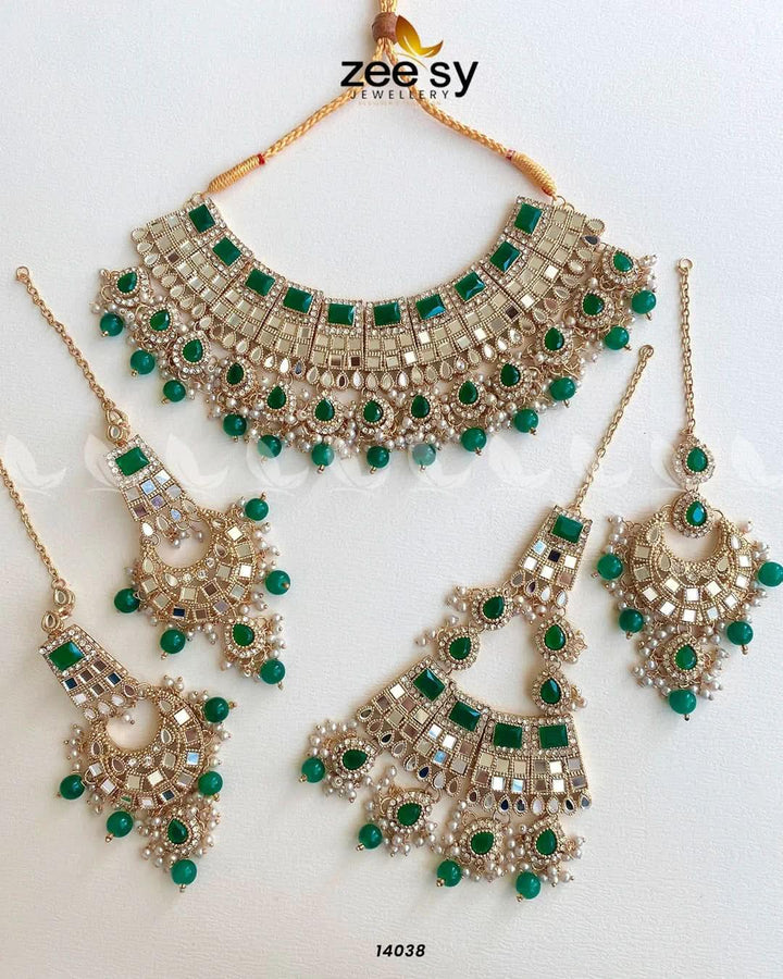 HANIA'S BRIDAL SET Green Bridal Set - Zeesy Jewellery Pakistan | Premium Artificial & Imitation Jewellery