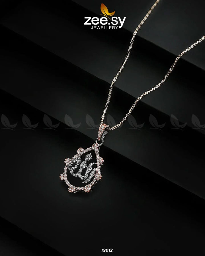 Zirconic Verse Locket Black Rose Calligraphy Pendant - Zeesy Jewellery Pakistan | Premium Artificial & Imitation Jewellery