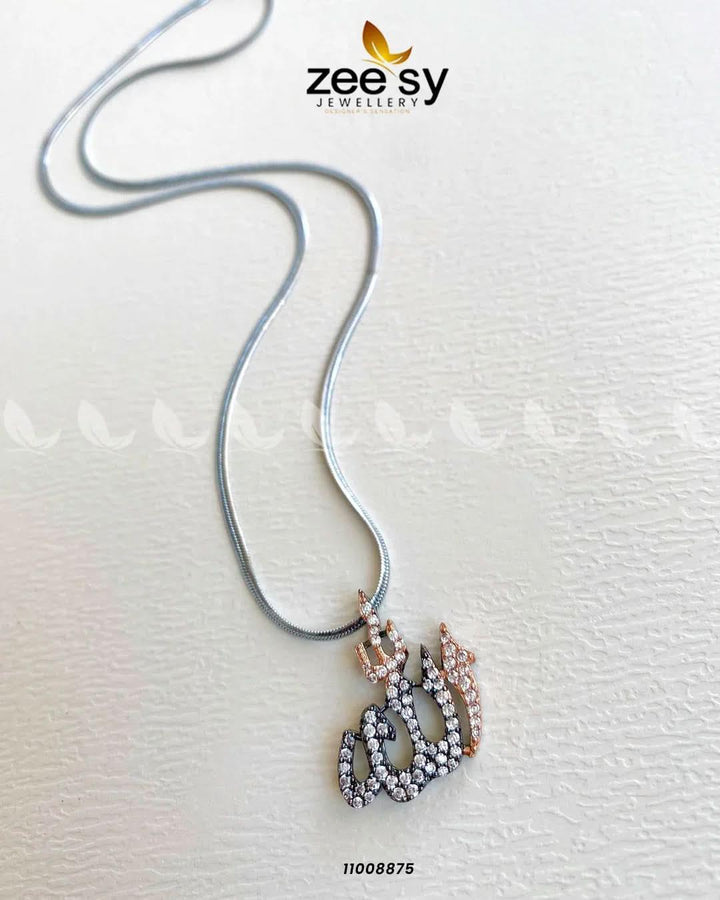 Calligraphy Zirconia Crystals Pendant Necklace Rose Black Calligraphy Pendant - Zeesy Jewellery Pakistan | Premium Artificial & Imitation Jewellery