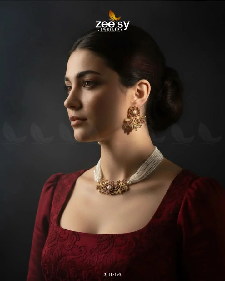 Peony Choker Set choker - Zeesy Jewellery Pakistan | Premium Artificial & Imitation Jewellery