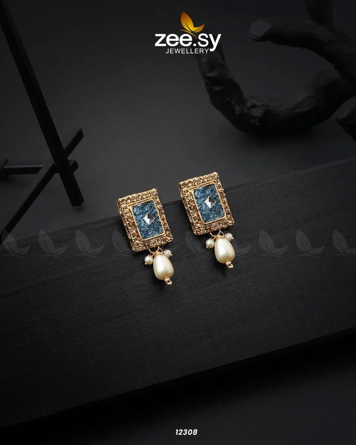 Cobble Crush Earrings Blue Earrings - Zeesy Jewellery Pakistan | Premium Artificial & Imitation Jewellery