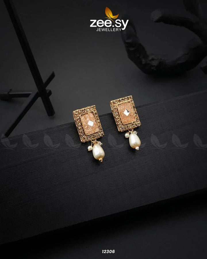 Cobble Crush Earrings Champagne Earrings - Zeesy Jewellery Pakistan | Premium Artificial & Imitation Jewellery