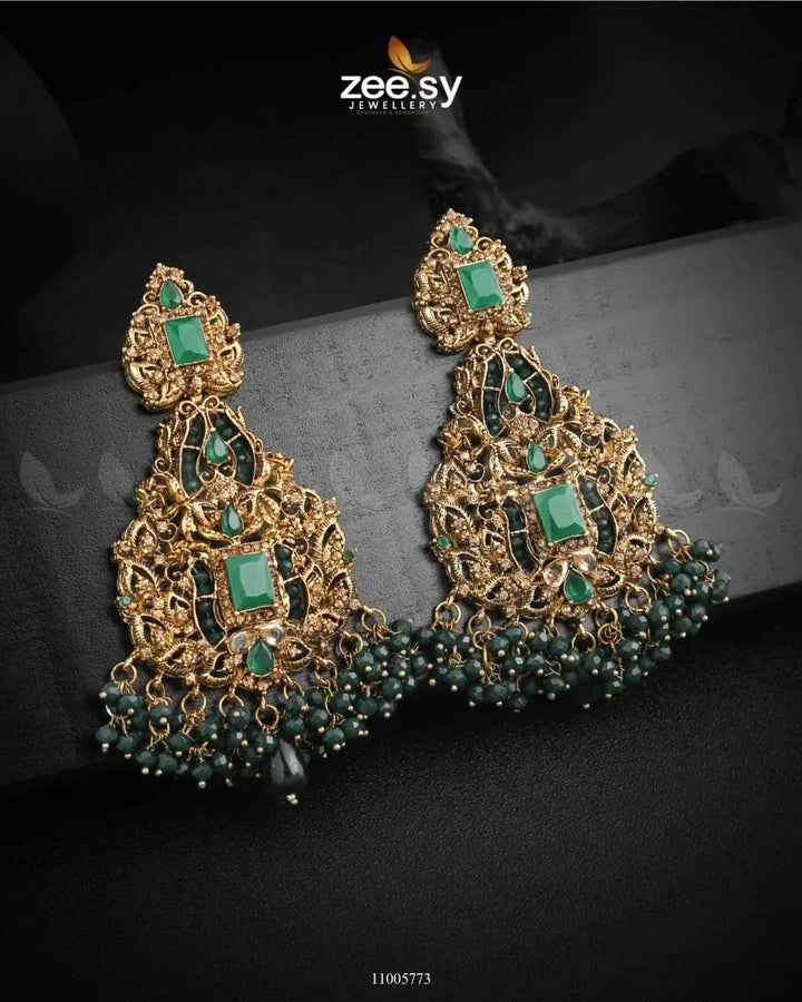 EARRINGS-0723 Green Earrings - Zeesy Jewellery Pakistan | Premium Artificial & Imitation Jewellery