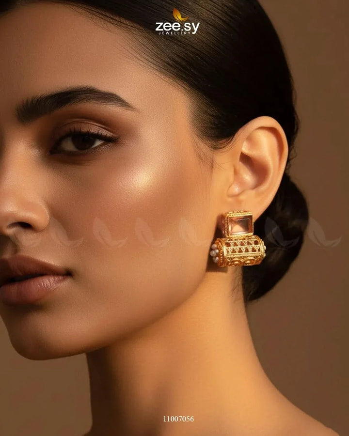 Traditional Pearl Dolki Stud Earrings Earrings - Zeesy Jewellery Pakistan | Premium Artificial & Imitation Jewellery