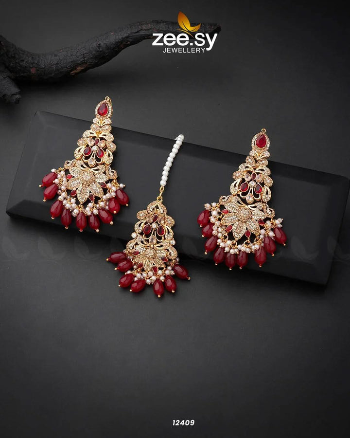 Sarah's Earrings Red Earrings - Zeesy Jewellery Pakistan | Premium Artificial & Imitation Jewellery