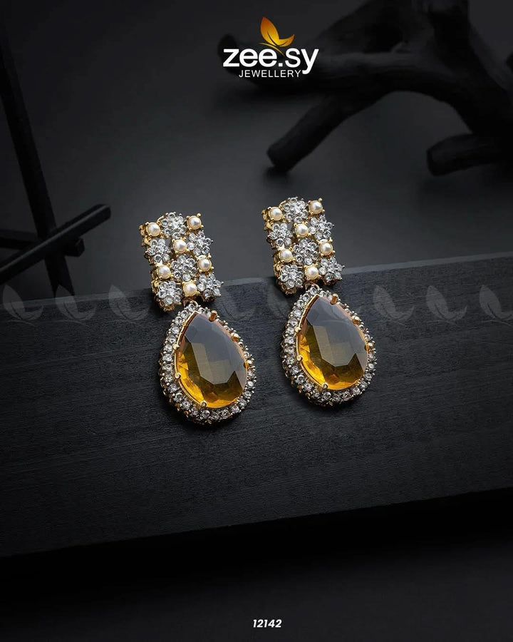 Amulet Earrings Yellow Earrings - Zeesy Jewellery Pakistan | Premium Artificial & Imitation Jewellery