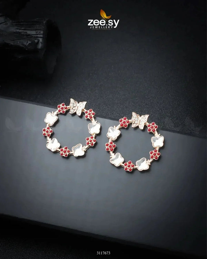 Butterfly Bush Earrings Mahroon Earrings - Zeesy Jewellery Pakistan | Premium Artificial & Imitation Jewellery