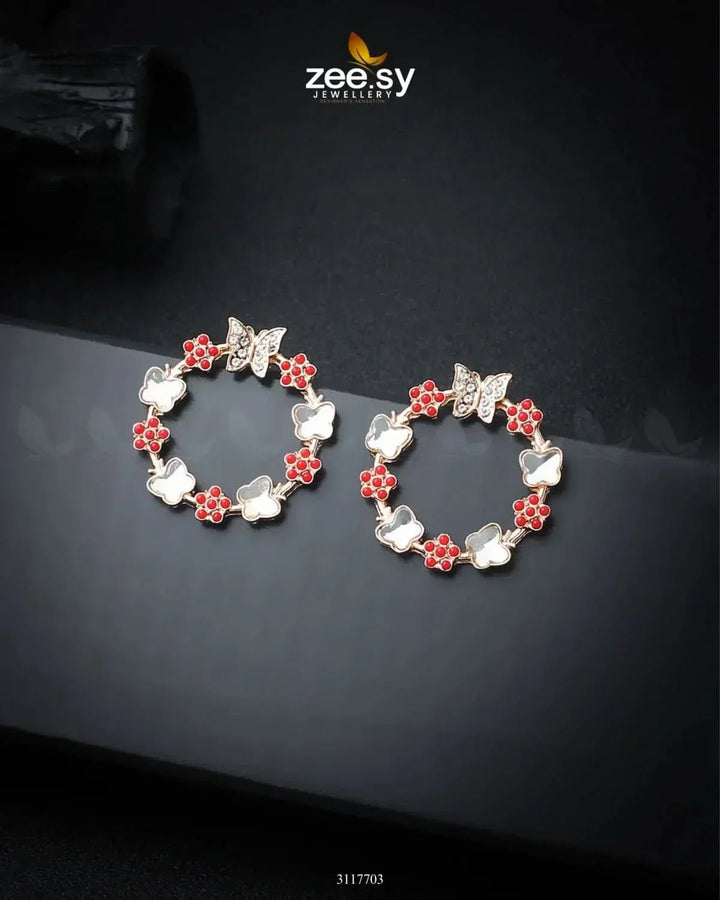 Butterfly Bush Earrings Red Earrings - Zeesy Jewellery Pakistan | Premium Artificial & Imitation Jewellery