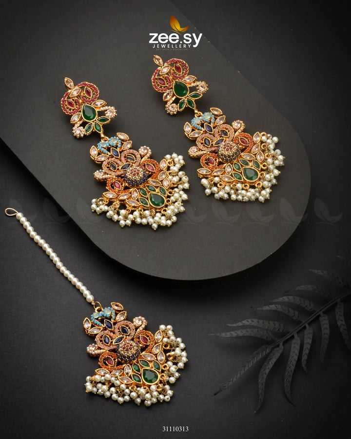Liora Earrings Green Multi Earrings - Zeesy Jewellery Pakistan | Premium Artificial & Imitation Jewellery