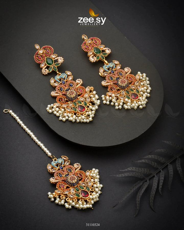 Liora Earrings Red Multi Earrings - Zeesy Jewellery Pakistan | Premium Artificial & Imitation Jewellery