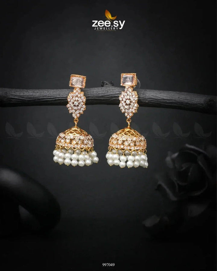 Bloom Jhumka Earrings Champagne Earrings - Zeesy Jewellery Pakistan | Premium Artificial & Imitation Jewellery
