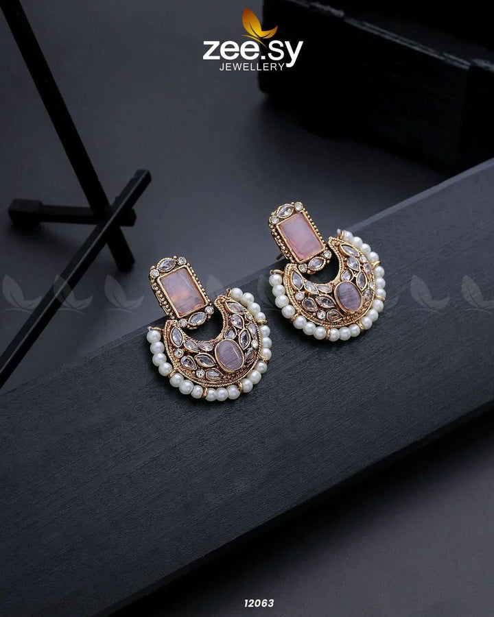 Cluster Pearl Earrings Pink Earrings - Zeesy Jewellery Pakistan | Premium Artificial & Imitation Jewellery