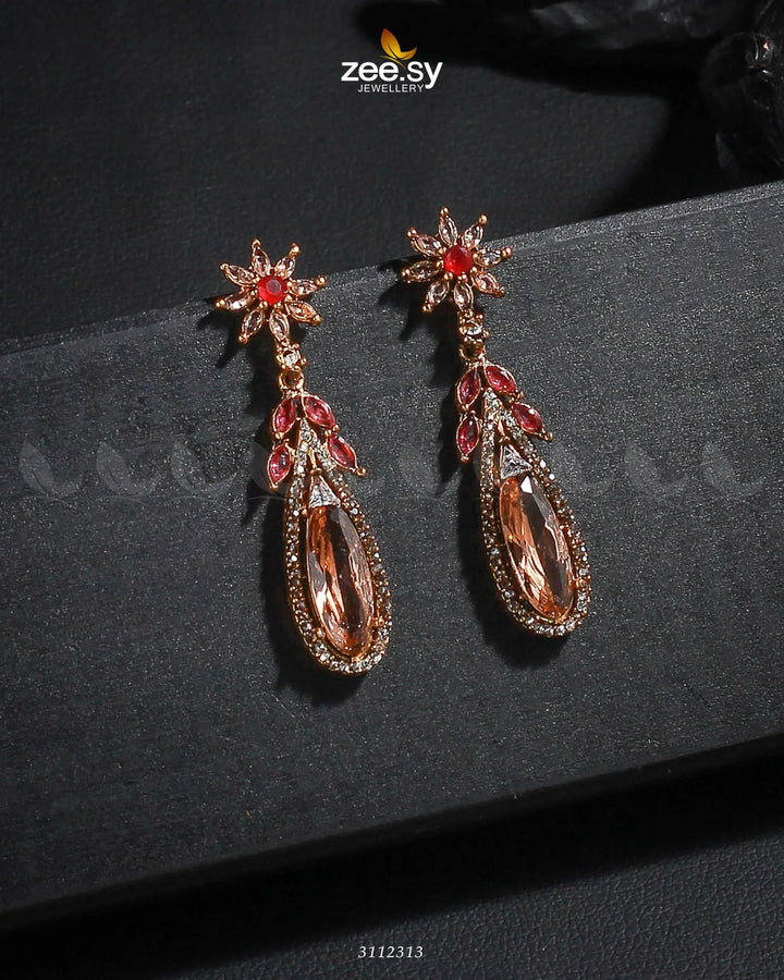 Rimsha's Earrings Champagne Ruby Earrings - Zeesy Jewellery Pakistan | Premium Artificial & Imitation Jewellery