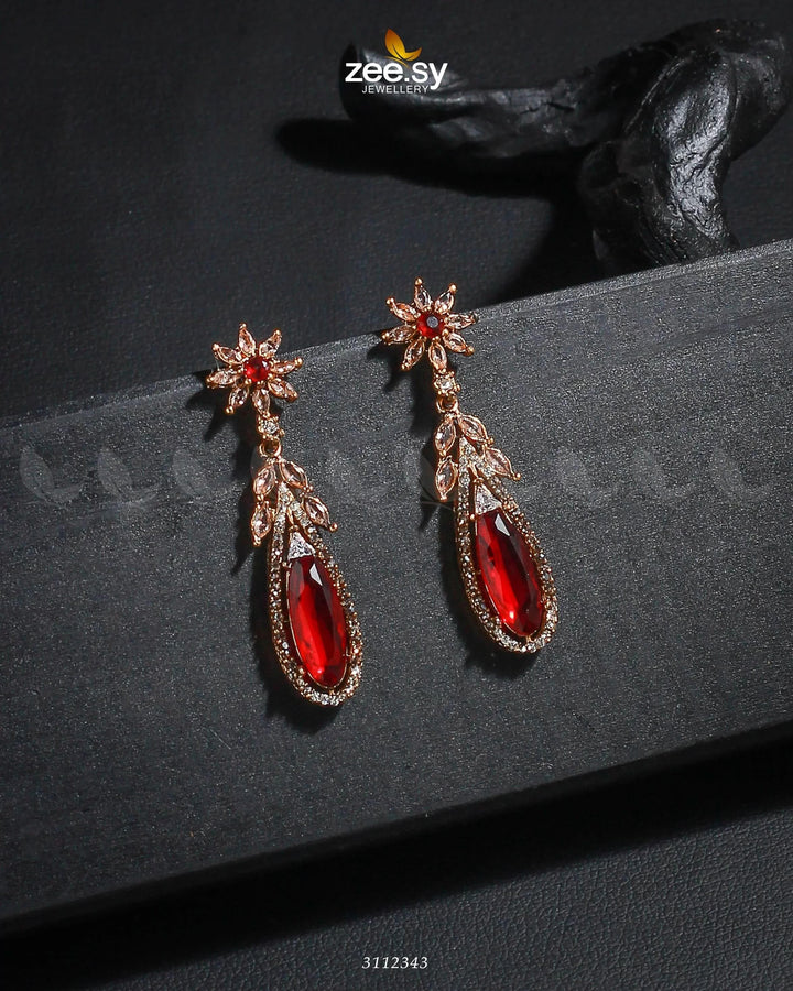 Rimsha's Earrings Golden Mahroon Earrings - Zeesy Jewellery Pakistan | Premium Artificial & Imitation Jewellery