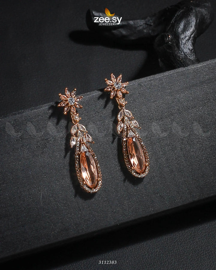 Rimsha's Earrings Full Champagne Earrings - Zeesy Jewellery Pakistan | Premium Artificial & Imitation Jewellery