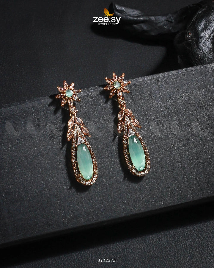 Rimsha's Earrings Golden Mint Green Earrings - Zeesy Jewellery Pakistan | Premium Artificial & Imitation Jewellery