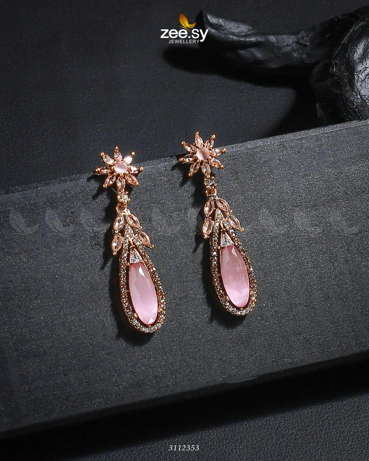 Rimsha's Earrings Golden Mint Pink Earrings - Zeesy Jewellery Pakistan | Premium Artificial & Imitation Jewellery