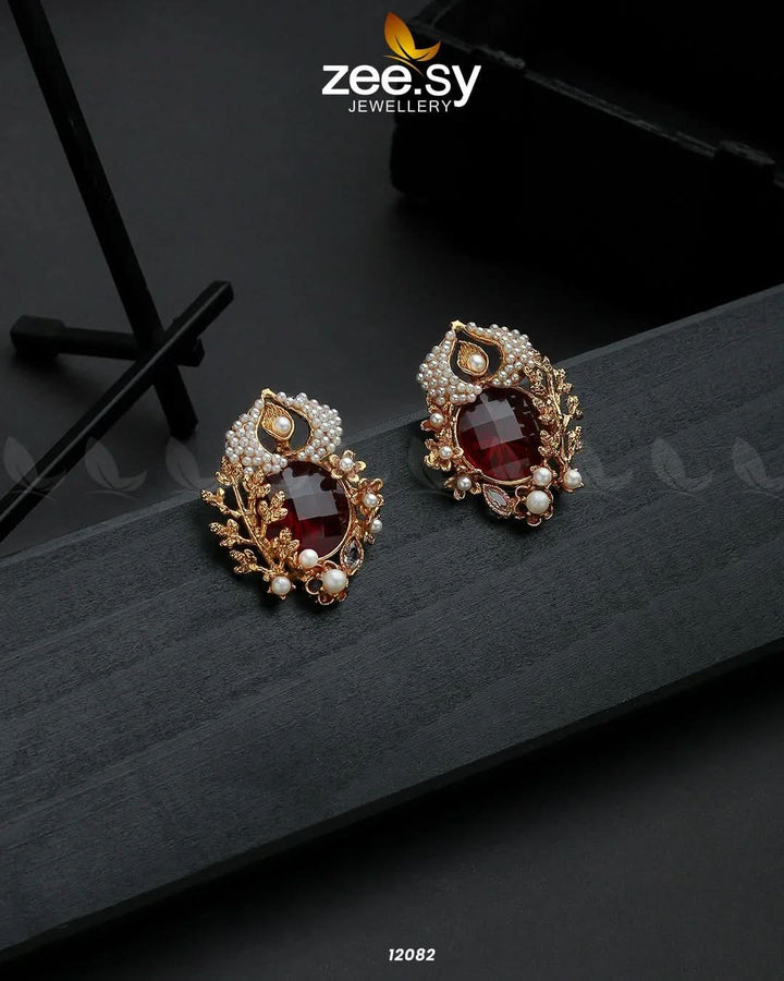 Moonlit Sparkle Red Earrings - Zeesy Jewellery Pakistan | Premium Artificial & Imitation Jewellery