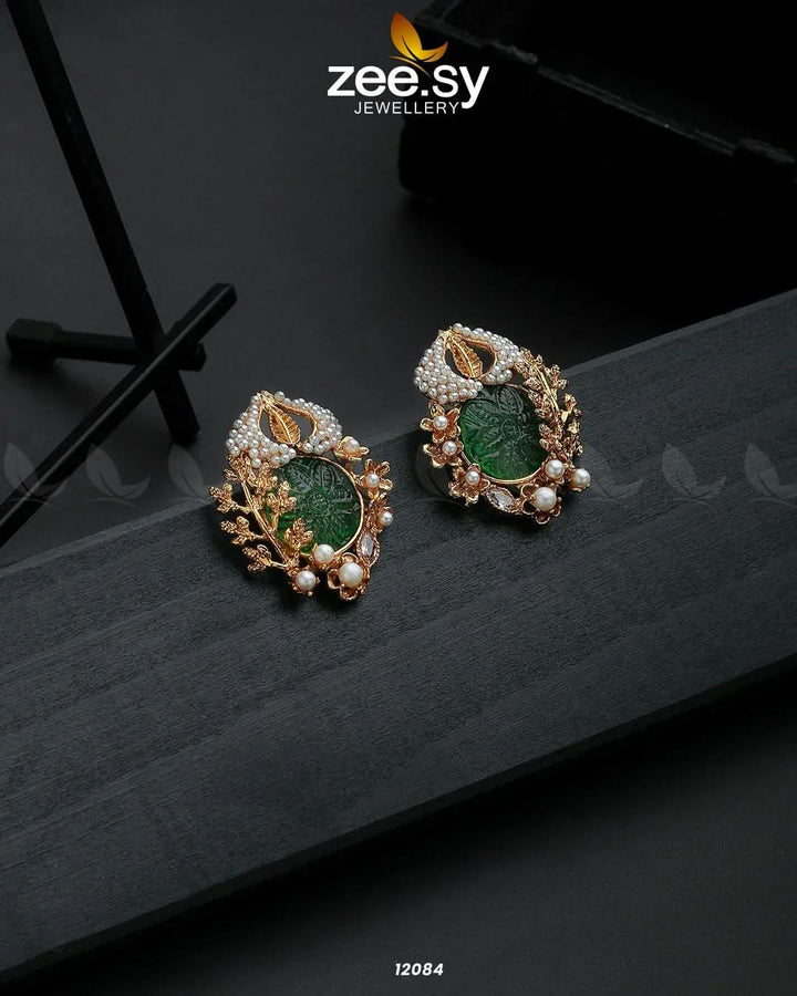 Moonlit Sparkle Green Earrings - Zeesy Jewellery Pakistan | Premium Artificial & Imitation Jewellery