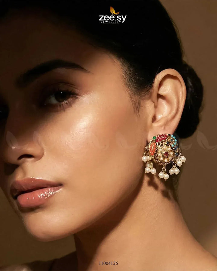 Lunathra Noratan Pearl Studs Earrings Earrings - Zeesy Jewellery Pakistan | Premium Artificial & Imitation Jewellery
