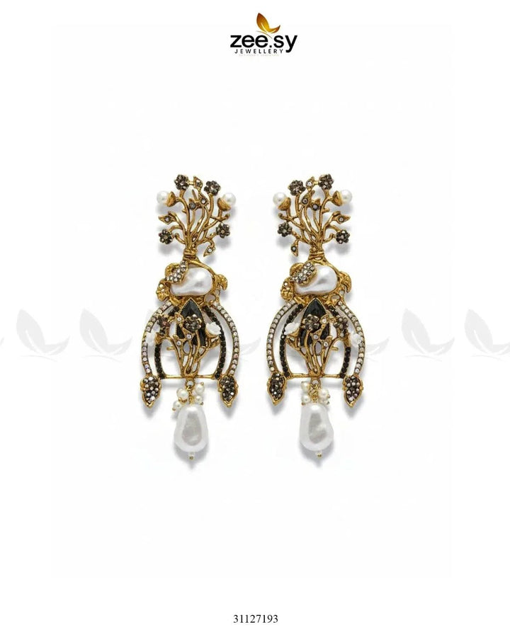Elaborate Baroque Pearl Earrings Earrings - Zeesy Jewellery Pakistan | Premium Artificial & Imitation Jewellery