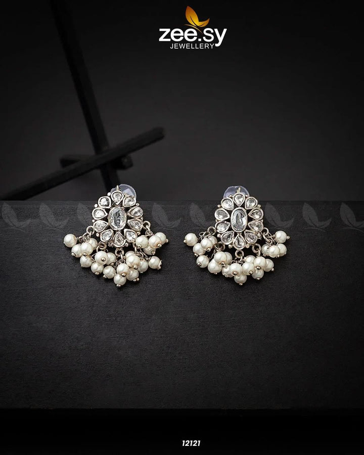 Beads Studs Earrings Silver Earrings - Zeesy Jewellery Pakistan | Premium Artificial & Imitation Jewellery