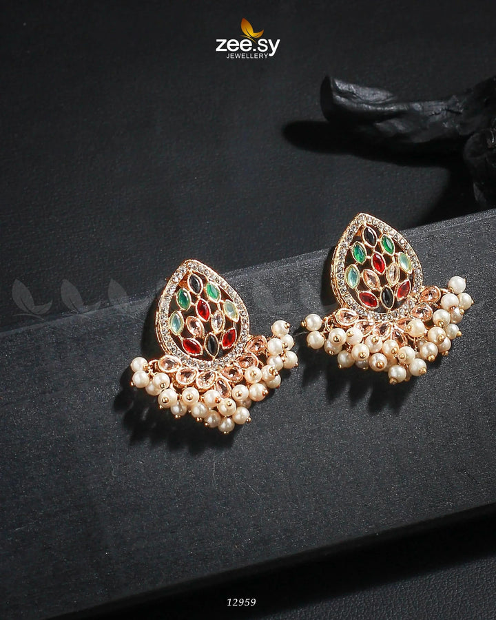 Faisha Earrings Golden Multi Earrings - Zeesy Jewellery Pakistan | Premium Artificial & Imitation Jewellery