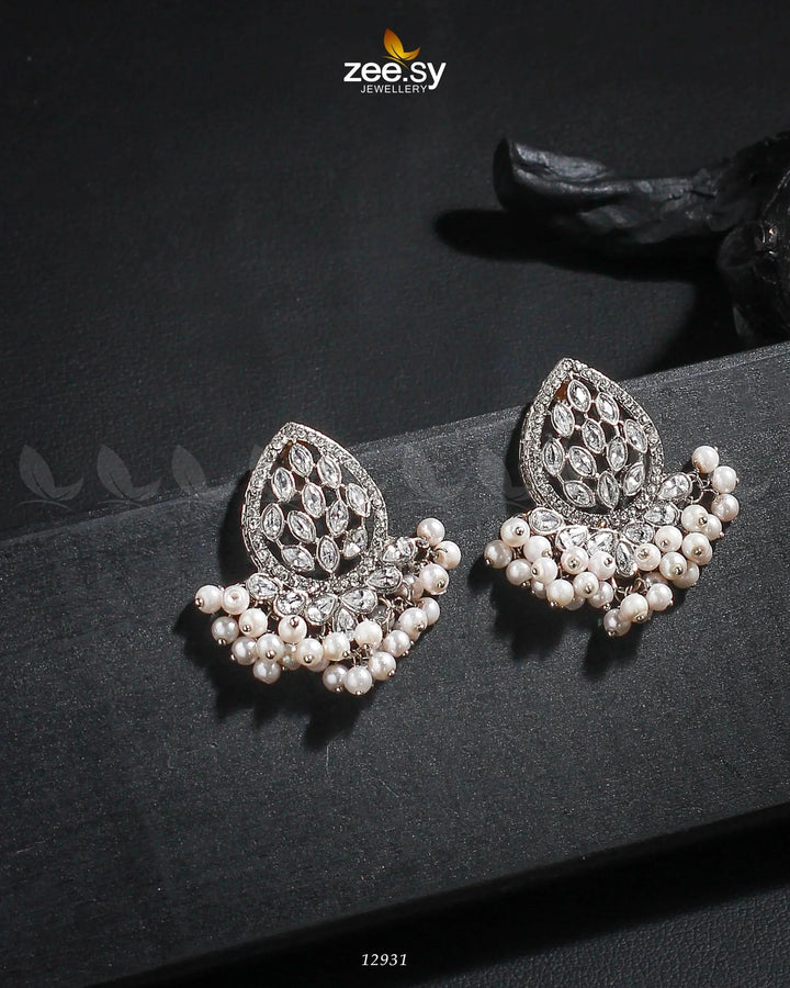Faisha Earrings Silver White Earrings - Zeesy Jewellery Pakistan | Premium Artificial & Imitation Jewellery