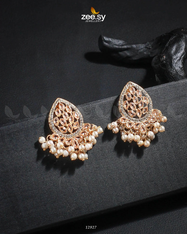 Faisha Earrings Golden Champagne Earrings - Zeesy Jewellery Pakistan | Premium Artificial & Imitation Jewellery