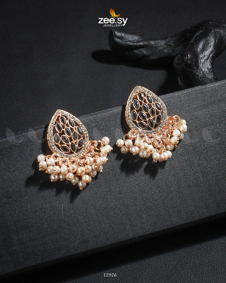 Faisha Earrings Golden Black Earrings - Zeesy Jewellery Pakistan | Premium Artificial & Imitation Jewellery