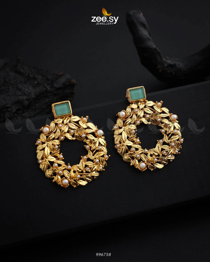 Leaf Nest Earrings Mint Green Earrings - Zeesy Jewellery Pakistan | Premium Artificial & Imitation Jewellery