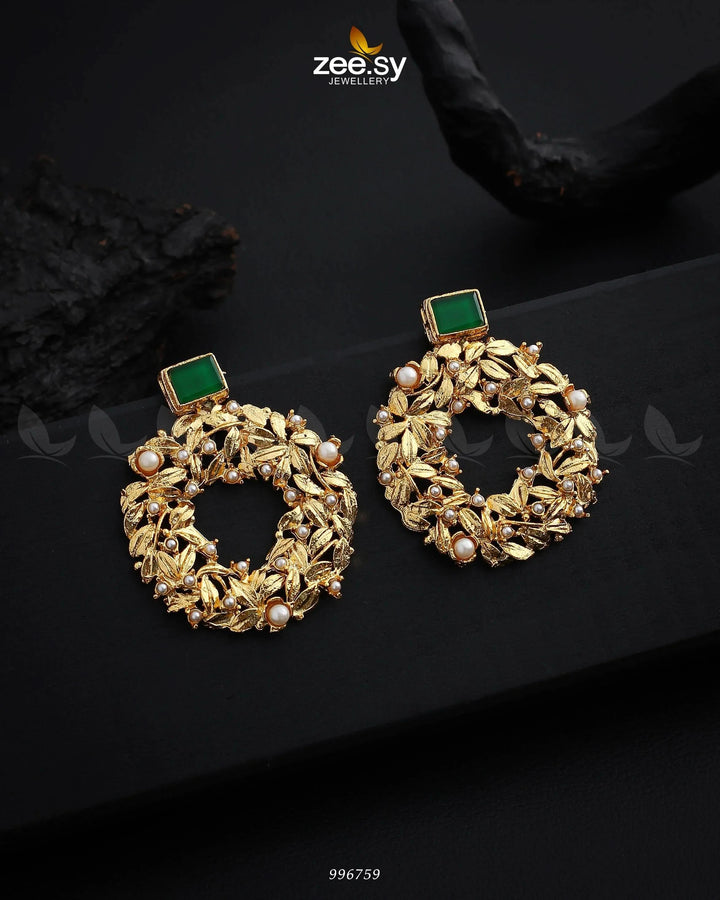 Leaf Nest Earrings Green Earrings - Zeesy Jewellery Pakistan | Premium Artificial & Imitation Jewellery