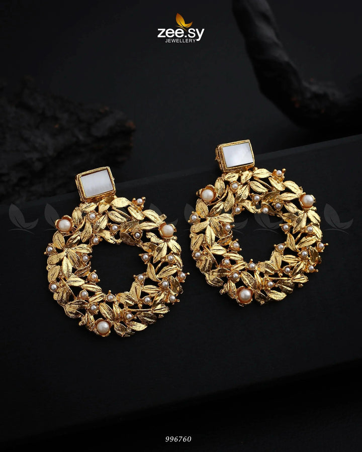Leaf Nest Earrings White Earrings - Zeesy Jewellery Pakistan | Premium Artificial & Imitation Jewellery