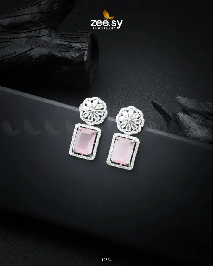 Daphne Earrings Silver Mint Pink Earrings - Zeesy Jewellery Pakistan | Premium Artificial & Imitation Jewellery