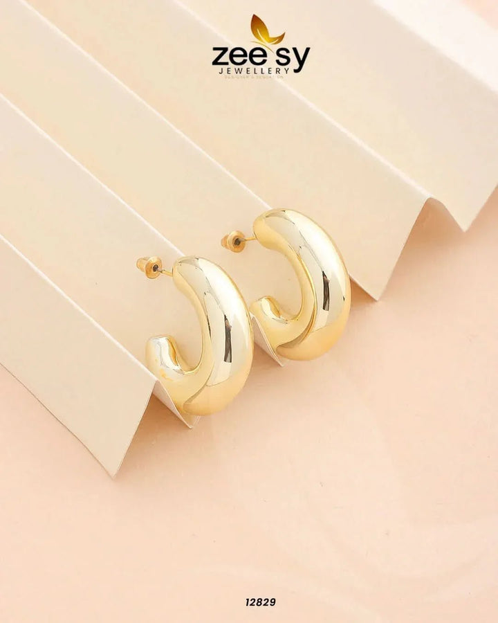 C-Type Stud Earrings Golden Earrings - Zeesy Jewellery Pakistan | Premium Artificial & Imitation Jewellery