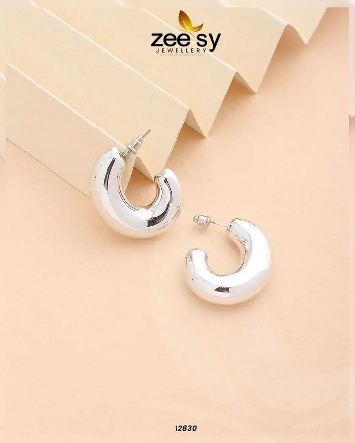 C-Type Stud Earrings Silver Earrings - Zeesy Jewellery Pakistan | Premium Artificial & Imitation Jewellery